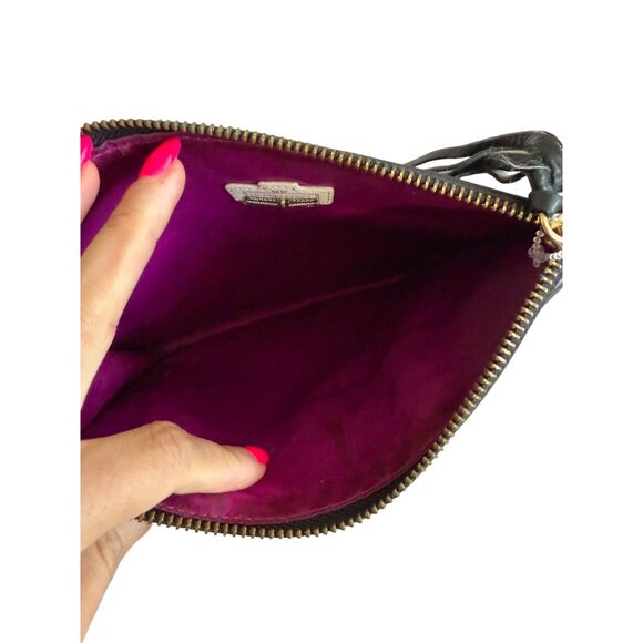 HENRI BENDEL Vintage Black Leather Zip Clutch Pouch Bag - Picture 6 of 9